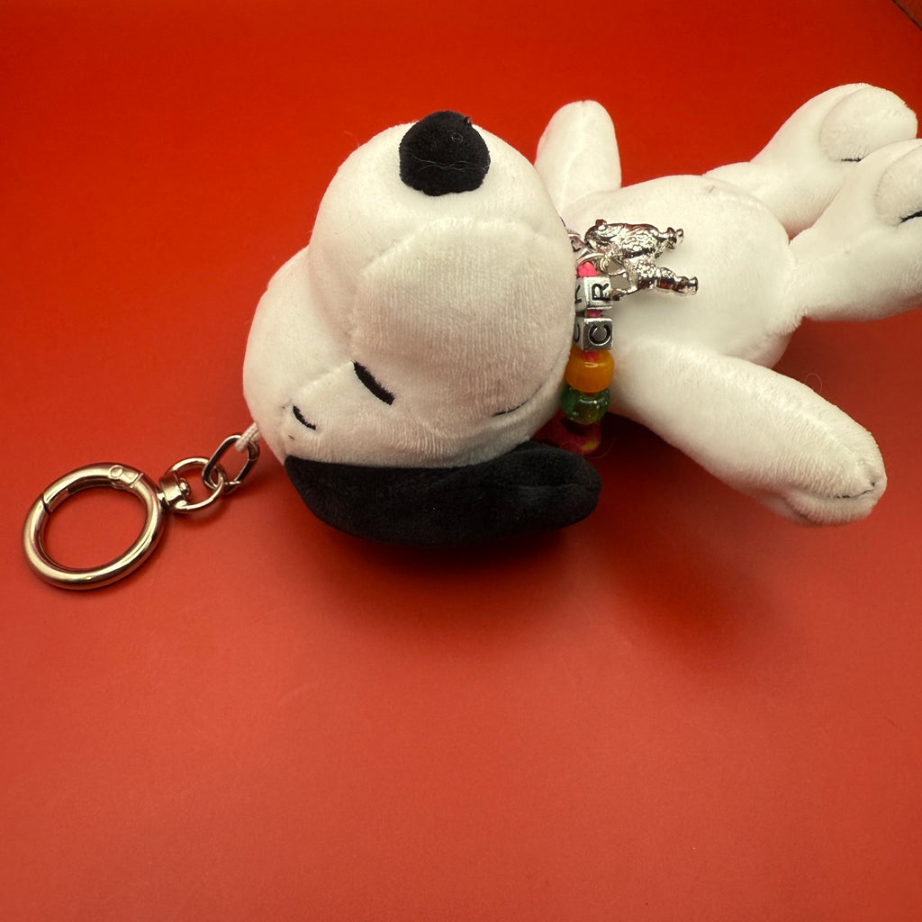6” Snoopy Plushie Bag Charm with Vintage Trinket Necklace