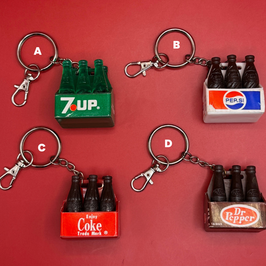 Vintage Mini Soda Bottle Bag Charms: Coke, Dr.Pepper, 7Up, Pepsi
