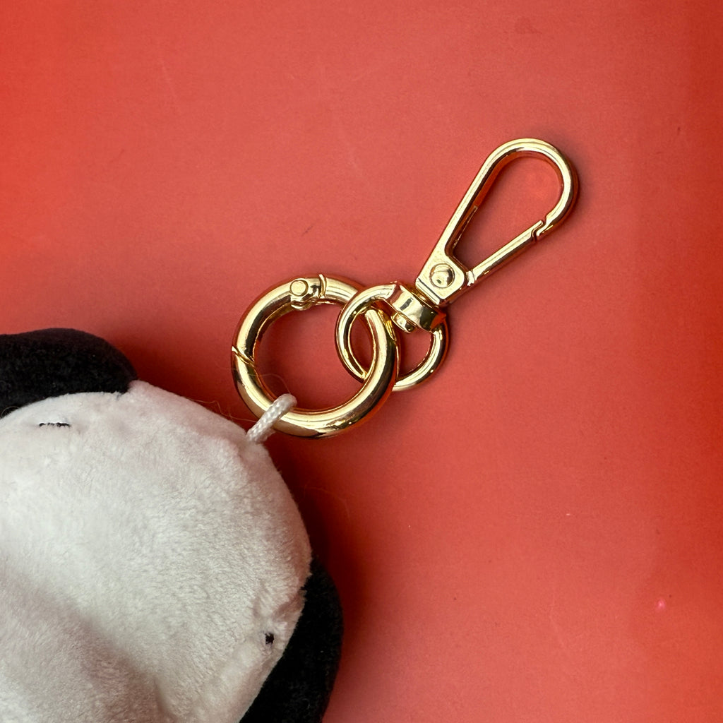 6” Snoopy Plushie Gold Bag Charm with Vintage Trinket Necklace
