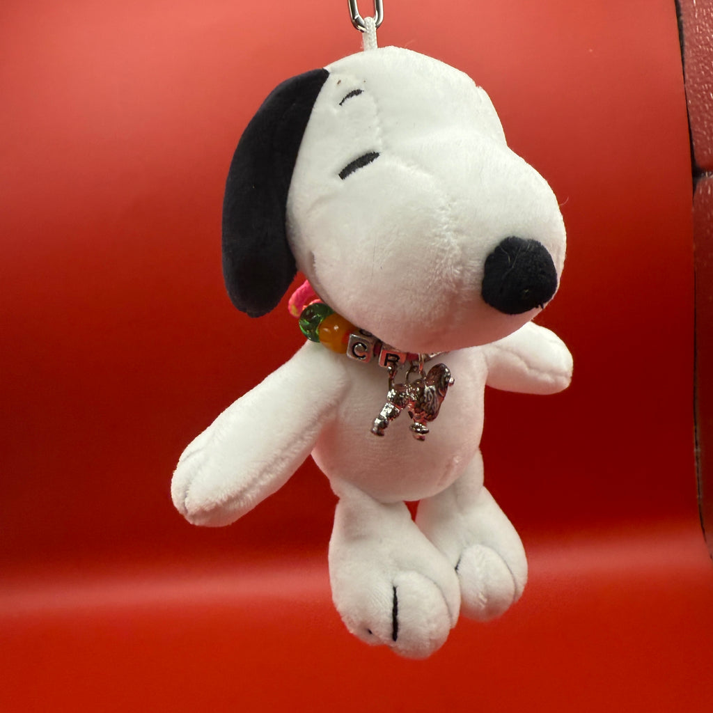 6” Snoopy Plushie Bag Charm with Vintage Trinket Necklace