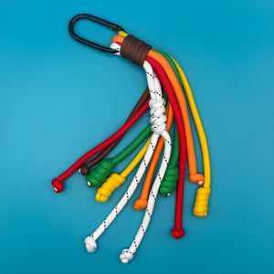 Multi-Cord Knotted Black Carabiner Clip - clips carabiners charms keychains bag designer vintage keychain vintage charms for bag nostalgia vintage keychains y2k collectible - Bag Crap