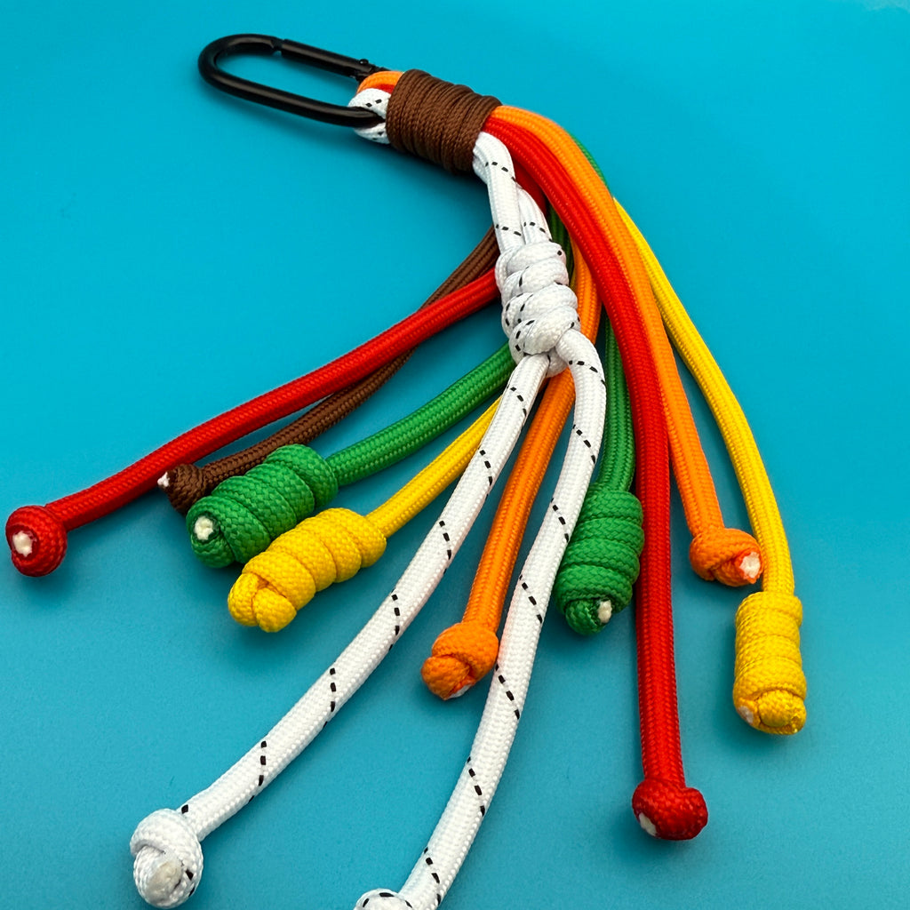 Multi-Cord Knotted Black Carabiner Clip Charm