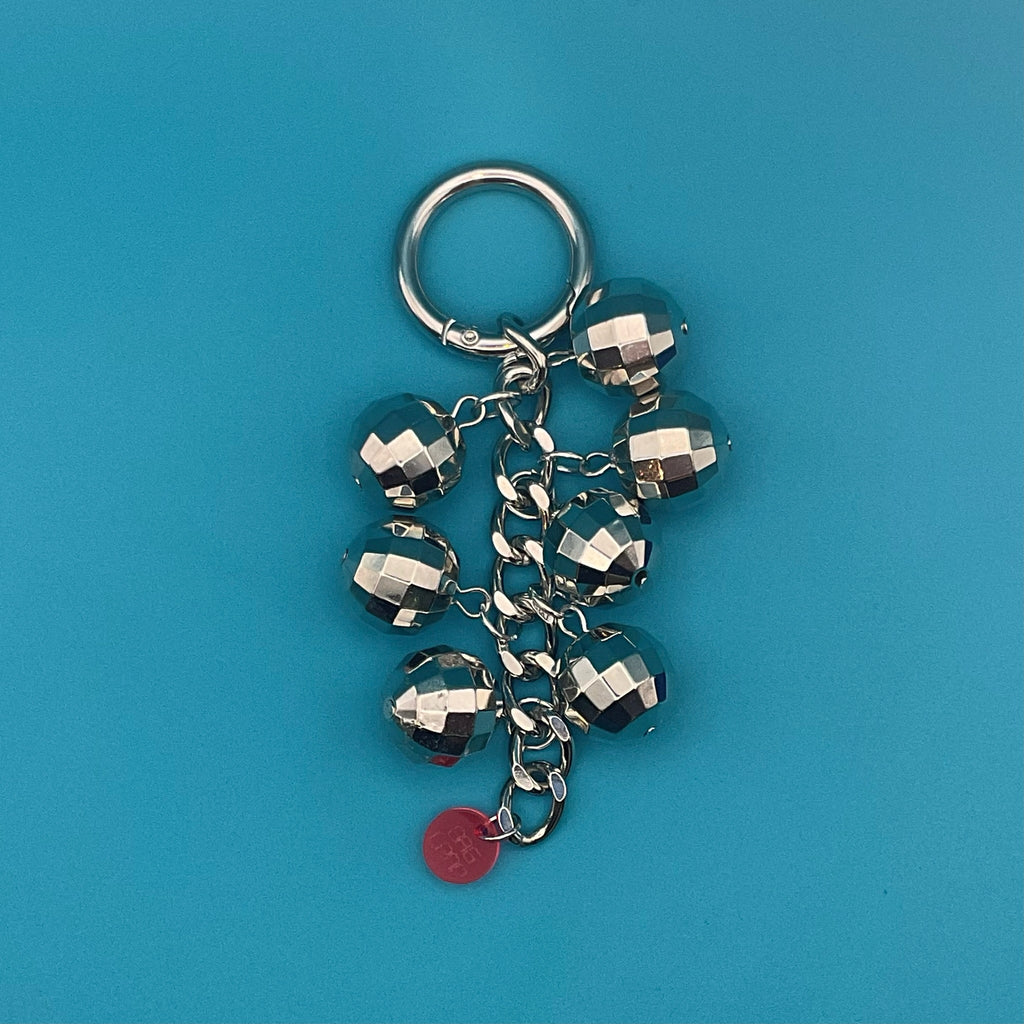 Silver Disco Ball Dangler Bag Charm