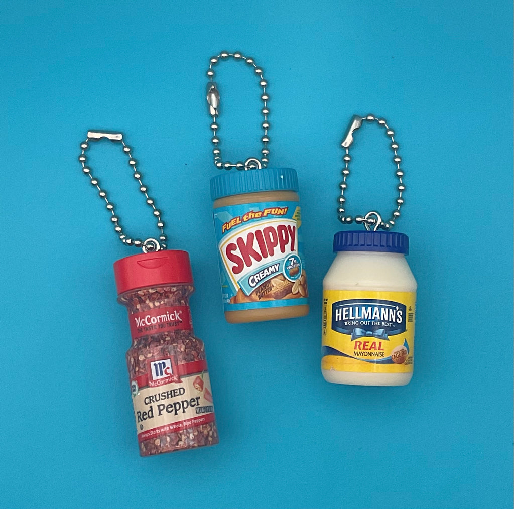 Assorted Mini Food & Grocery Bag Charms: Mayonnaise, Peanut Butter, Crushed Red Pepper