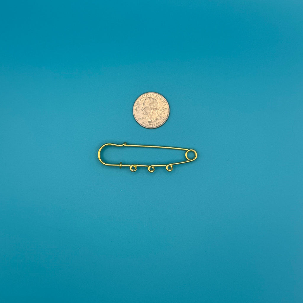 Gold Metal Multi-Loop Safety Pin Charm