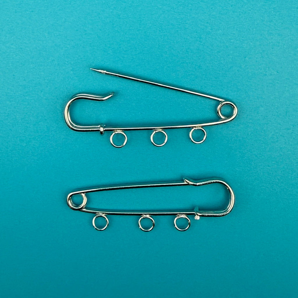 Silver Multi-Loop Safety Pin Charm: 2 Pack