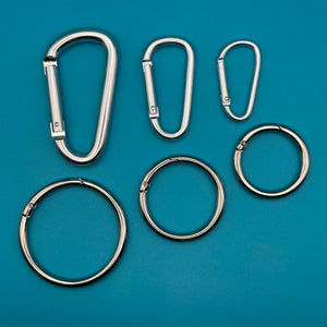 Silver Round Spring Clips & Carabiner Clips - clips carabiners charms keychains bag designer vintage keychain vintage charms for bag nostalgia vintage keychains y2k collectible - Bag Crap