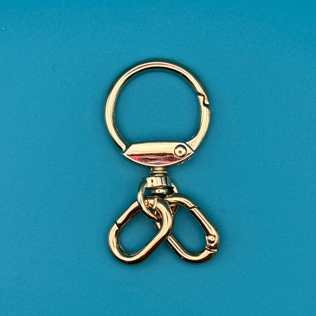Light Gold Metal Swivel Spring Clip + 2 Carabiner Clip Attachments