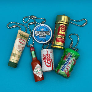 Assorted Mini Food & Grocery  s: Diet Coke, Tabasco Sauce - bodega food grocery nyc ny apple fruit vegetables fun vintage keychain vintage charms for bag nostalgia vintage keychains y2k collectible - Bag Crap