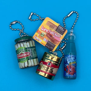 Assorted Mini Food & Grocery  s: Pickles, Kool-aid, Lunchables - bodega food grocery nyc ny apple fruit vegetables fun vintage keychain vintage charms for bag nostalgia vintage keychains y2k collectible - Bag Crap