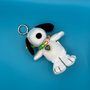 Snoopy 4'    with Grey Crystal Heart Necklace - snoopy rar peanuts vintage keychain vintage charms for bag nostalgia vintage keychains y2k collectible - Bag Crap