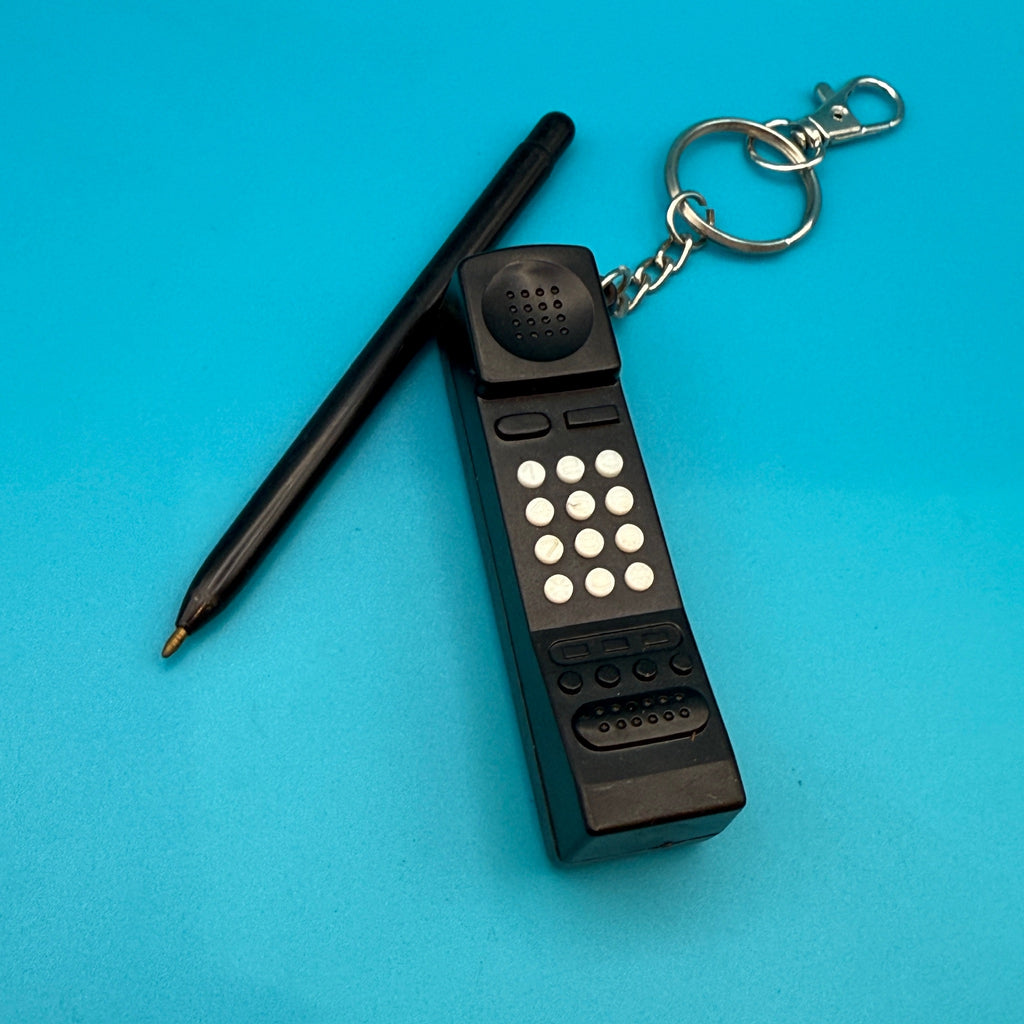 Vintage 80s Retro Block Cell Phone Pen Keychain Bag Charm