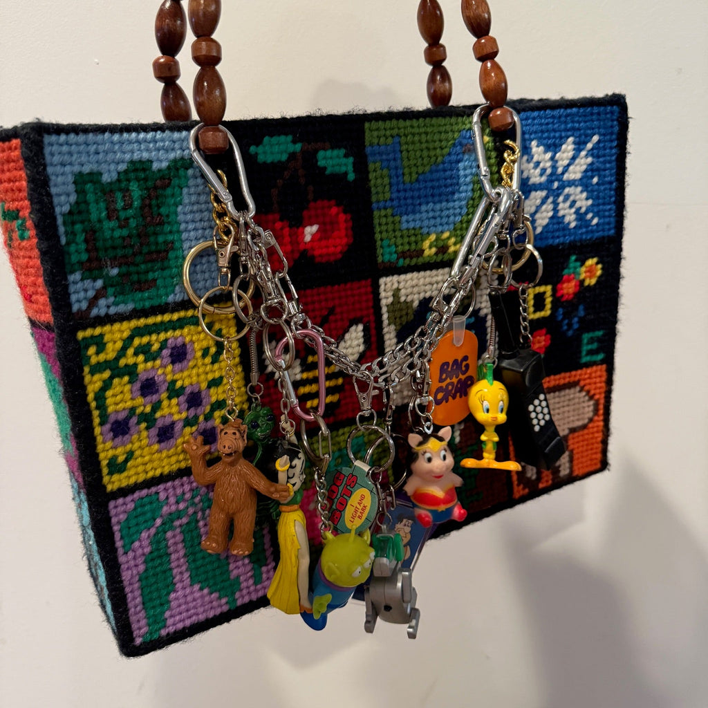 Vintage 80s Retro Block Cell Phone Pen Keychain Bag Charm