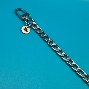 8' Silver Metal Flat Curb-Chain - clips carabiners charms keychains bag designer vintage keychain vintage charms for bag nostalgia vintage keychains y2k collectible - Bag Crap