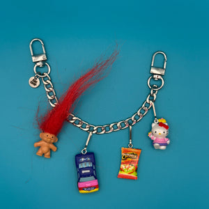 Mini Troll and Hello Kitty  Chain - troll charms troll keychains vintage keychain vintage charms for bag nostalgia vintage keychains y2k collectible - Bag Crap