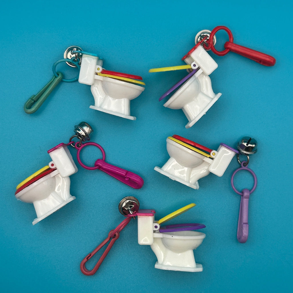 Vintage 1980s Rare Colorful Plastic Toilet Bell Charms