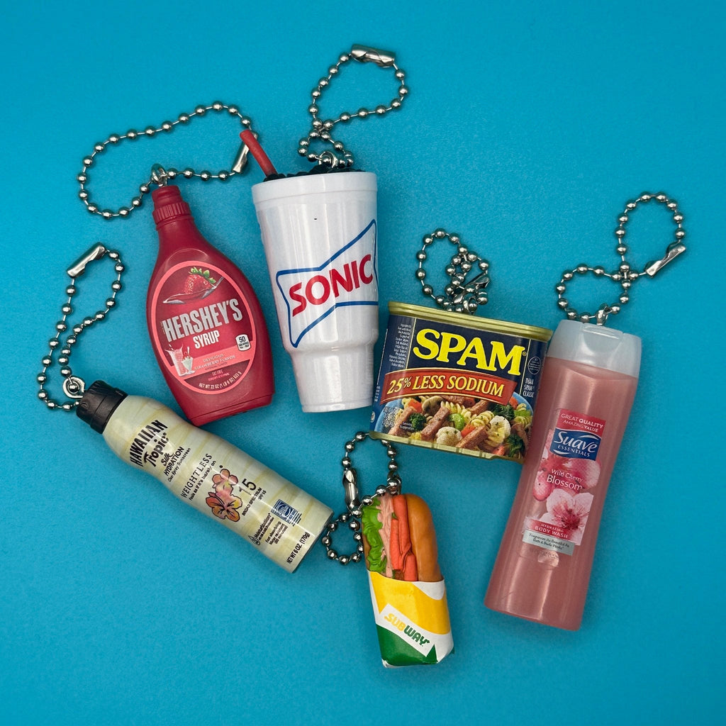 Assorted Mini Food & Grocery Bag Charms: Soda, Sub Sandwich, SPAM