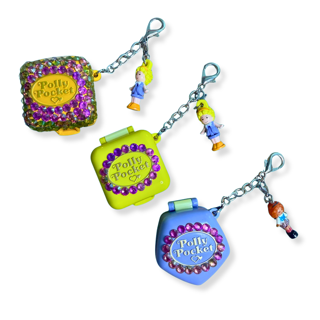 BEDAZZLED Polly Pocket Bag Charm Keychains- You Pick