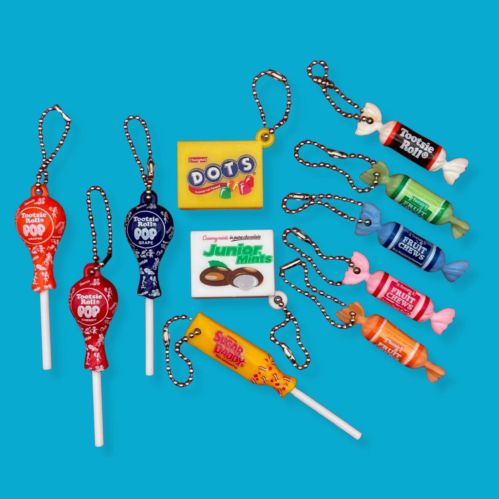 Vintage Tootsie Roll & Tootsie Pop Candy Keychain Charms