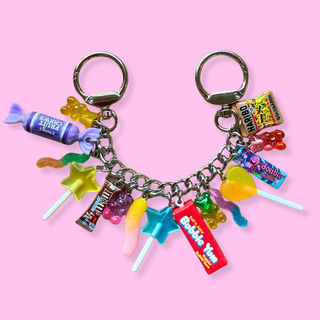 1:1 Stacked Candy Bag Charm Chain - Purple/Silver