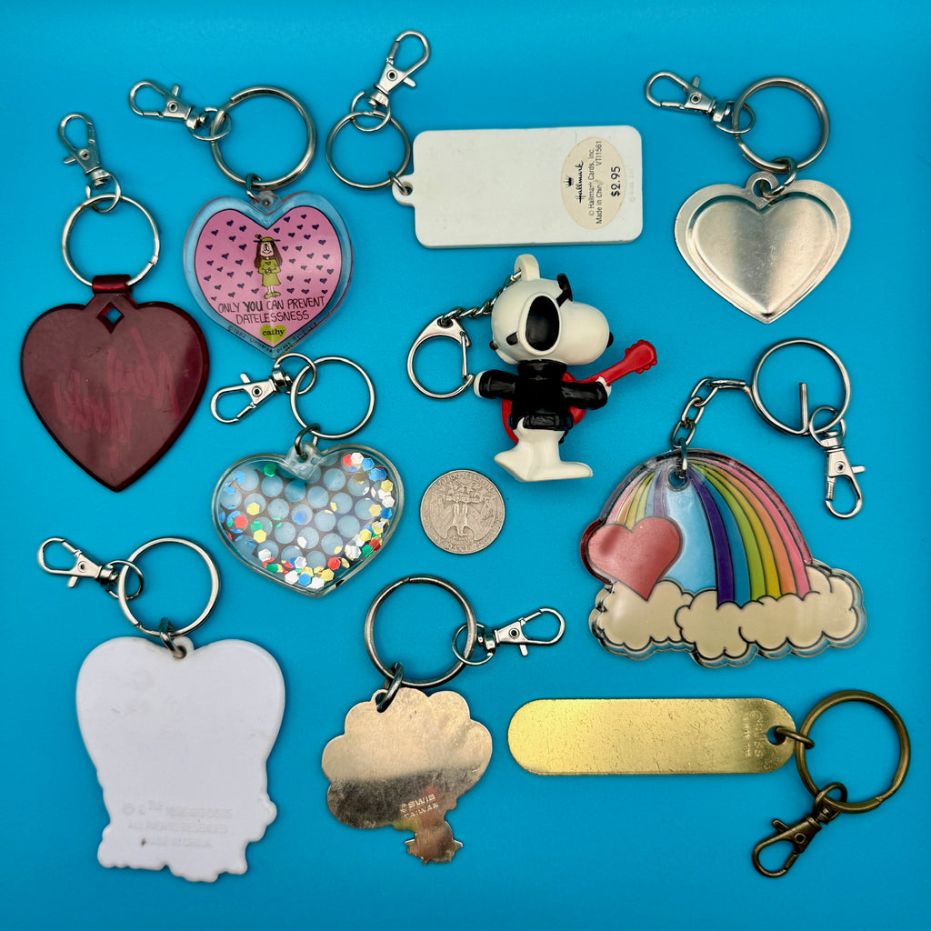 Vintage 1980s-1990s Valentines Keychains & Bag Charms: You Pick