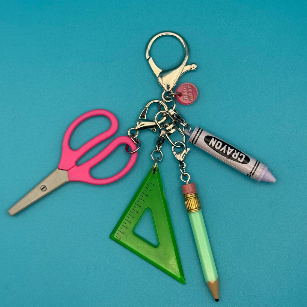 Mini School Supplies Trinket Bag Charm Set