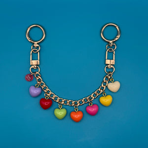 Rainbow Heart Gold   Chain - vintage bag charm chains silver nostalgia vintage y2k vintage keychain vintage charms for bag nostalgia vintage keychains y2k collectible - Bag Crap