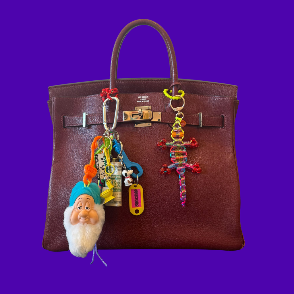 Small Bead Buddy Lizard Bag Charm - Neon Yellow and Red