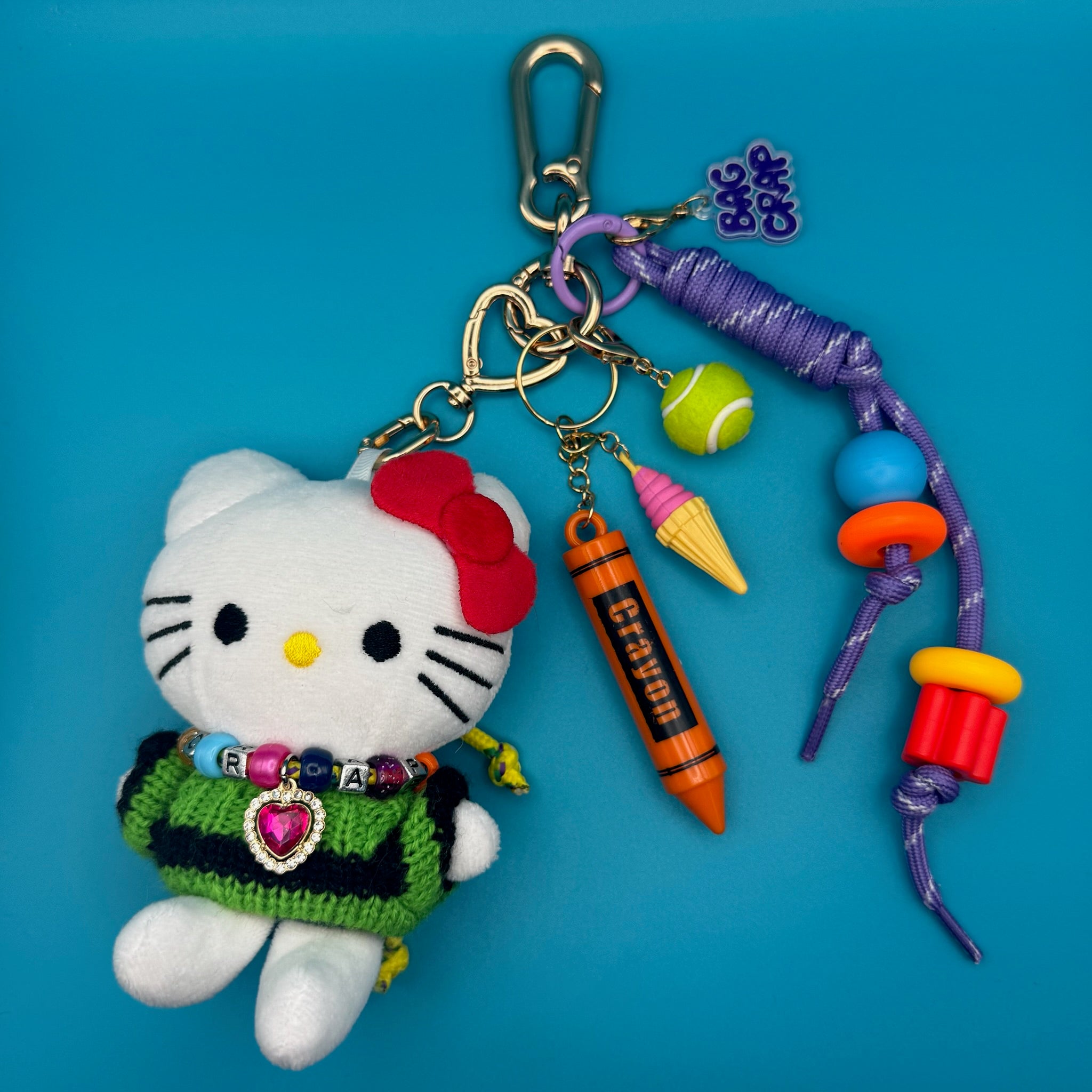 Hello Kitty Sweater Plush Gold   Pack - hello kitty sanrio japan kawaii rare vintage keychain vintage charms for bag nostalgia vintage keychains y2k collectible - Bag Crap