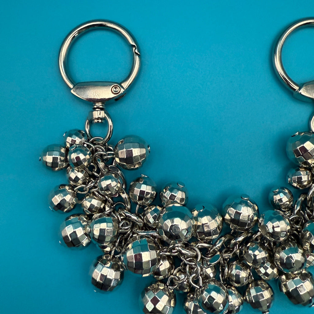 Handcrafted Disco Ball Silver Bag Charm Chain