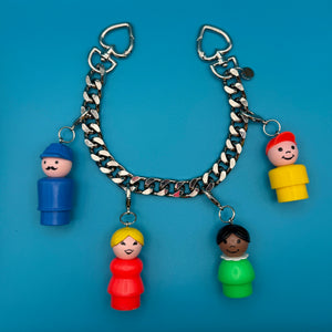 1:1  Fisher Price Little People Silver   Chain - vintage bag charm chains silver nostalgia vintage y2k vintage keychain vintage charms for bag nostalgia vintage keychains y2k collectible - Bag Crap