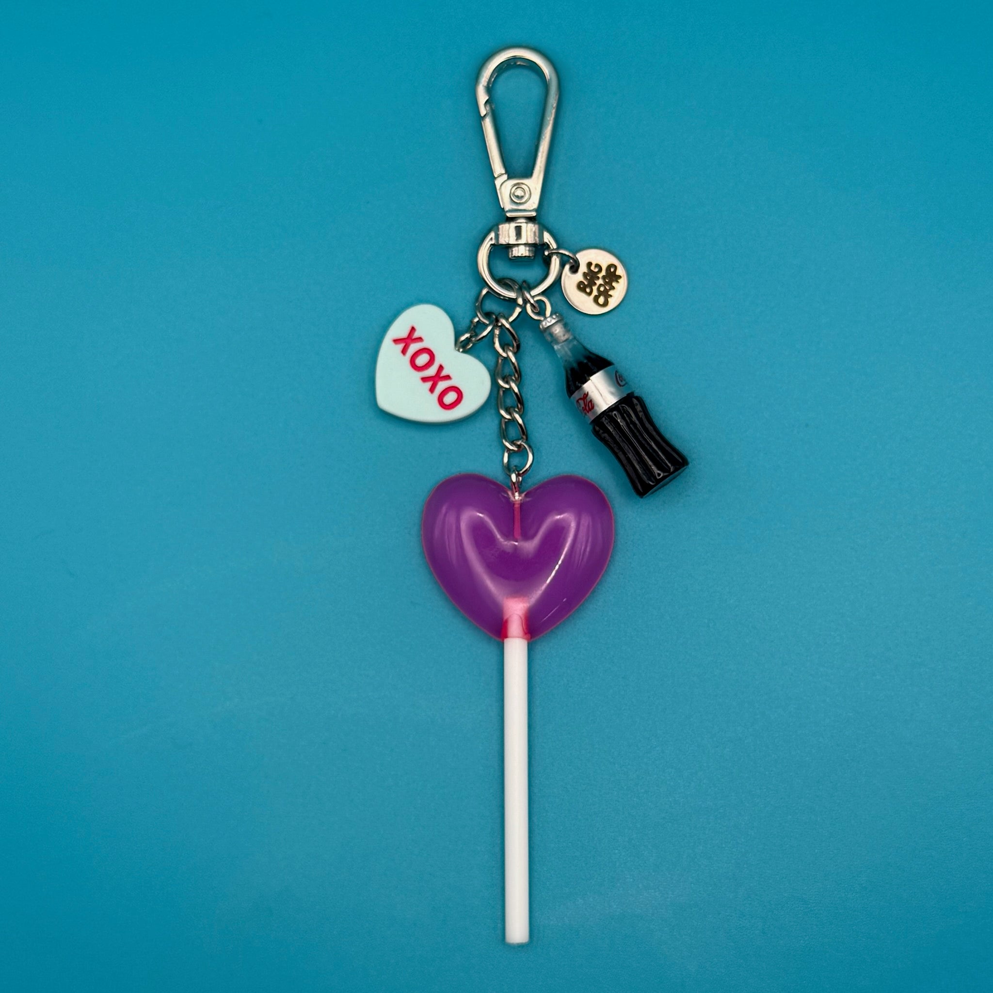 Diet Coke + Heart Lollipop Silver - vintage bag charm packs nostalgia vintage y2k vintage keychain vintage charms for bag nostalgia vintage keychains y2k collectible - Bag Crap