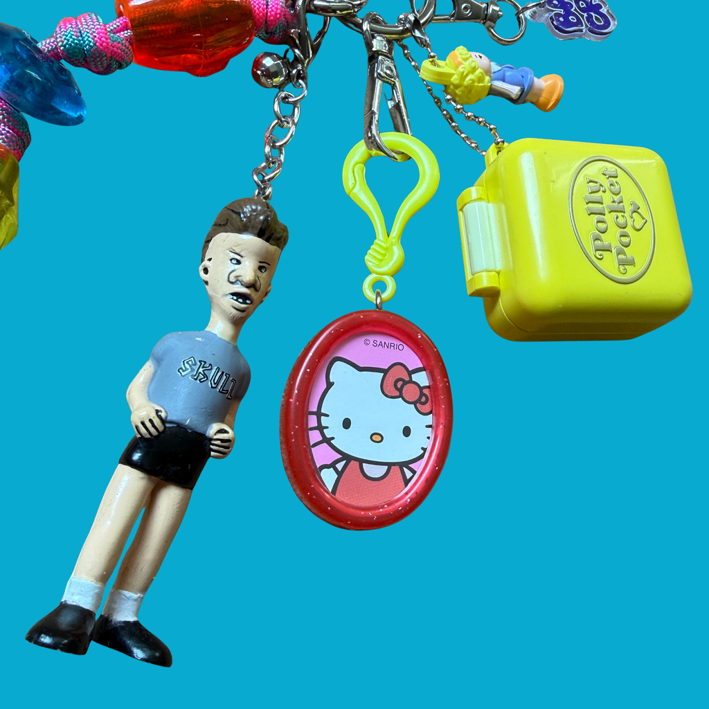 Vintage Butt-Head Polly Pocket Keychain Bag Charm Set
