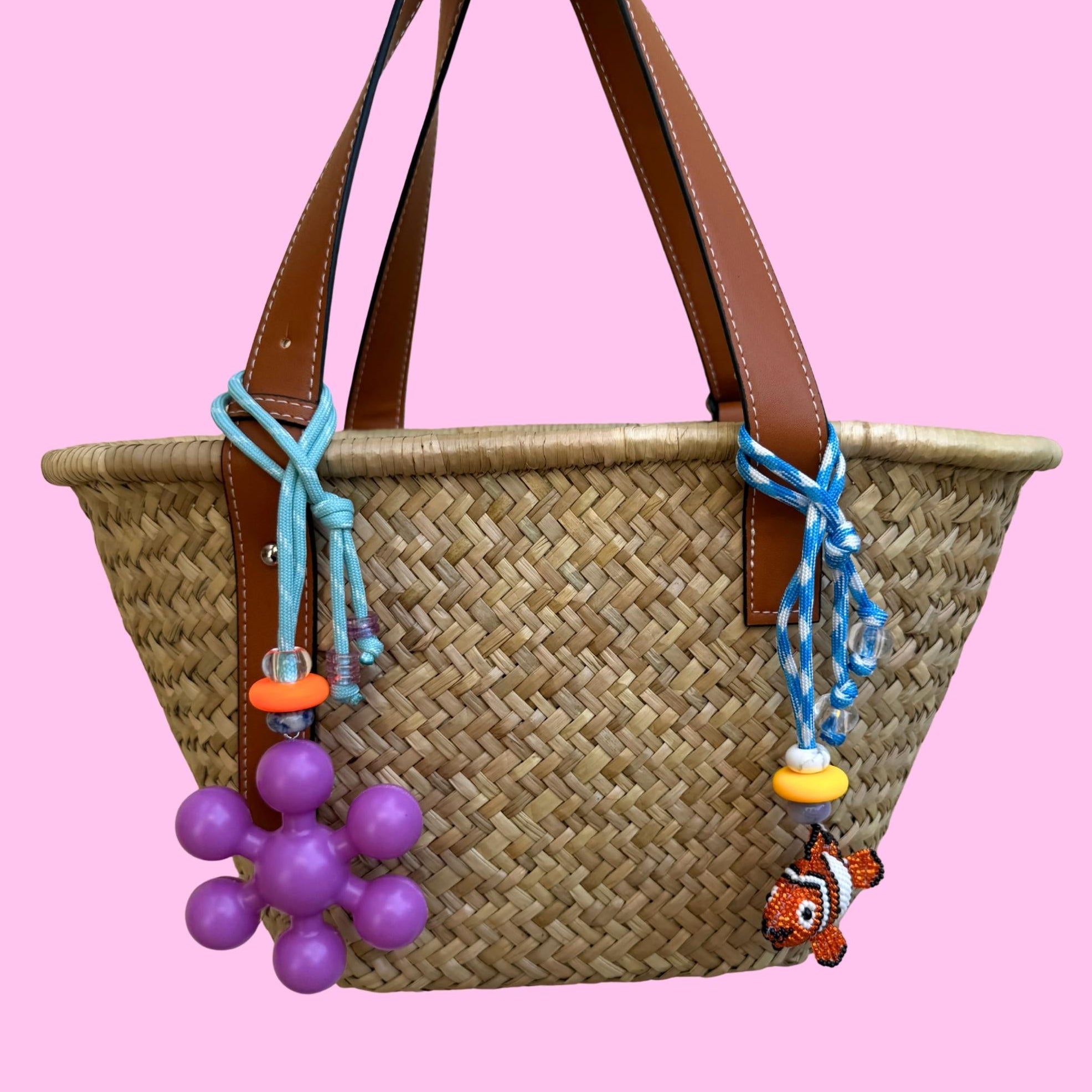 Beach  s: Purple Flower, Beaded Clown Fish -  vintage keychain vintage charms for bag nostalgia vintage keychains y2k collectible - Bag Crap