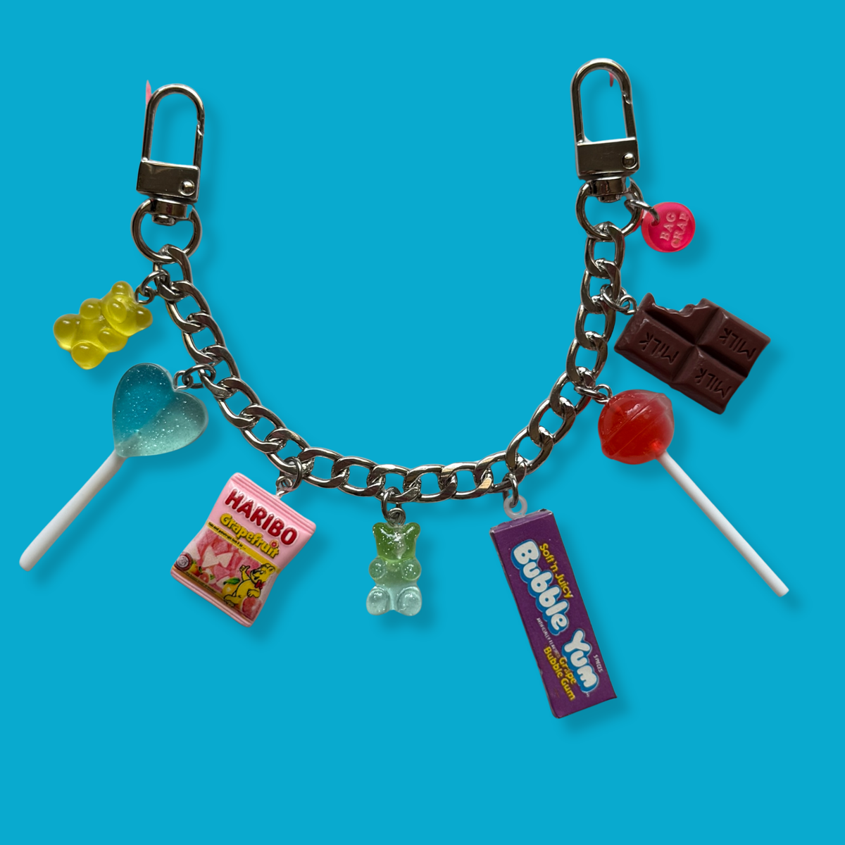 Colorful Crafted Candy   Chain - Silver - vintage bag charm chains silver nostalgia vintage y2k vintage keychain vintage charms for bag nostalgia vintage keychains y2k collectible - Bag Crap