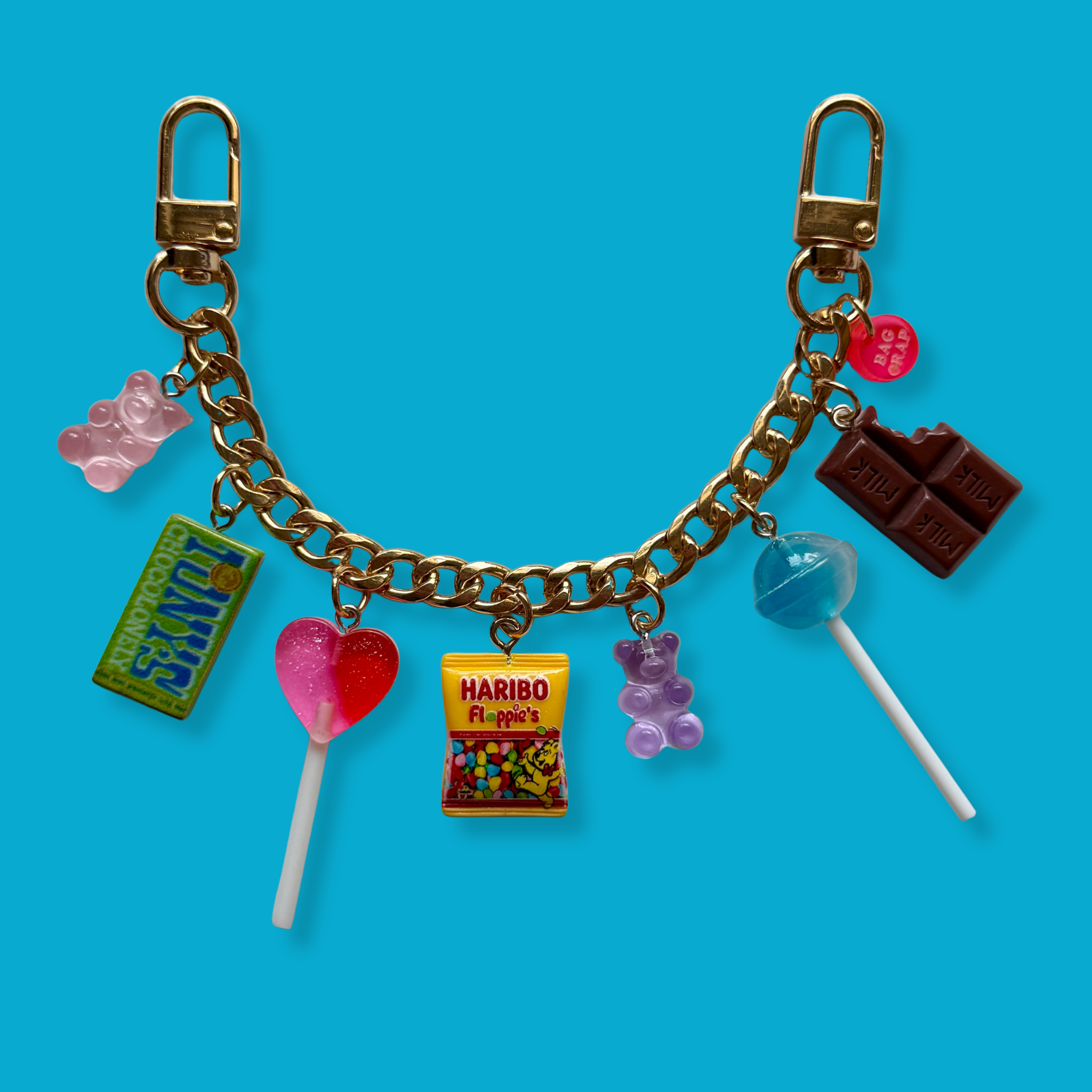 Colorful Crafted Candy   Chain - Gold or Silver - vintage bag charm chains silver nostalgia vintage y2k vintage keychain vintage charms for bag nostalgia vintage keychains y2k collectible - Bag Crap