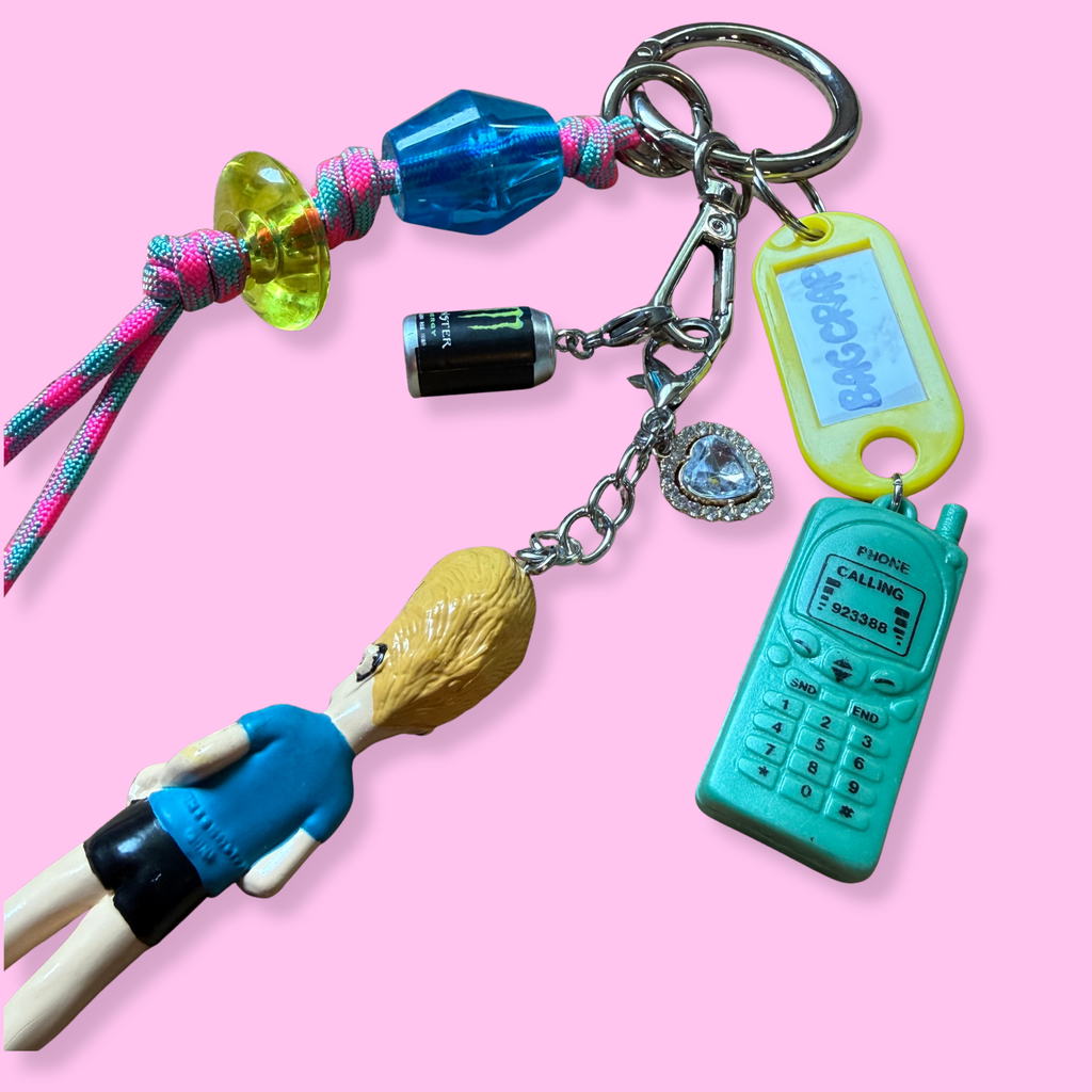 Vintage Beavis Cell Phone Keychain Bag Charm Set