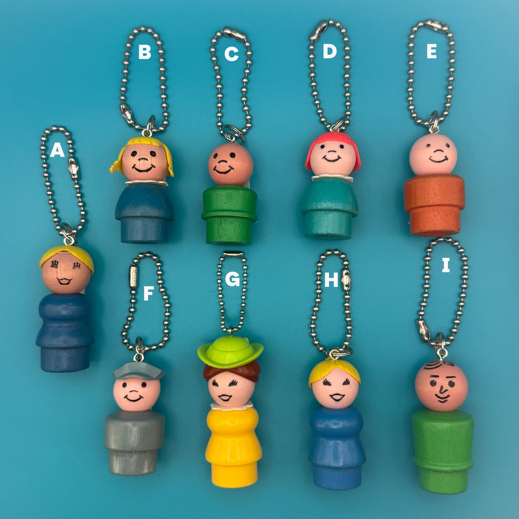 Vintage Fisher Price Toy People Bag Charms