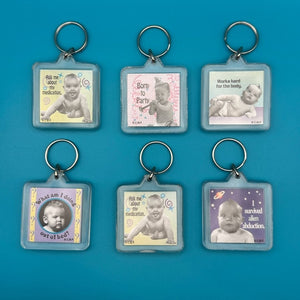 Bag Crap - 90's Comedy Sayings Baby Picture Vintage Keychains