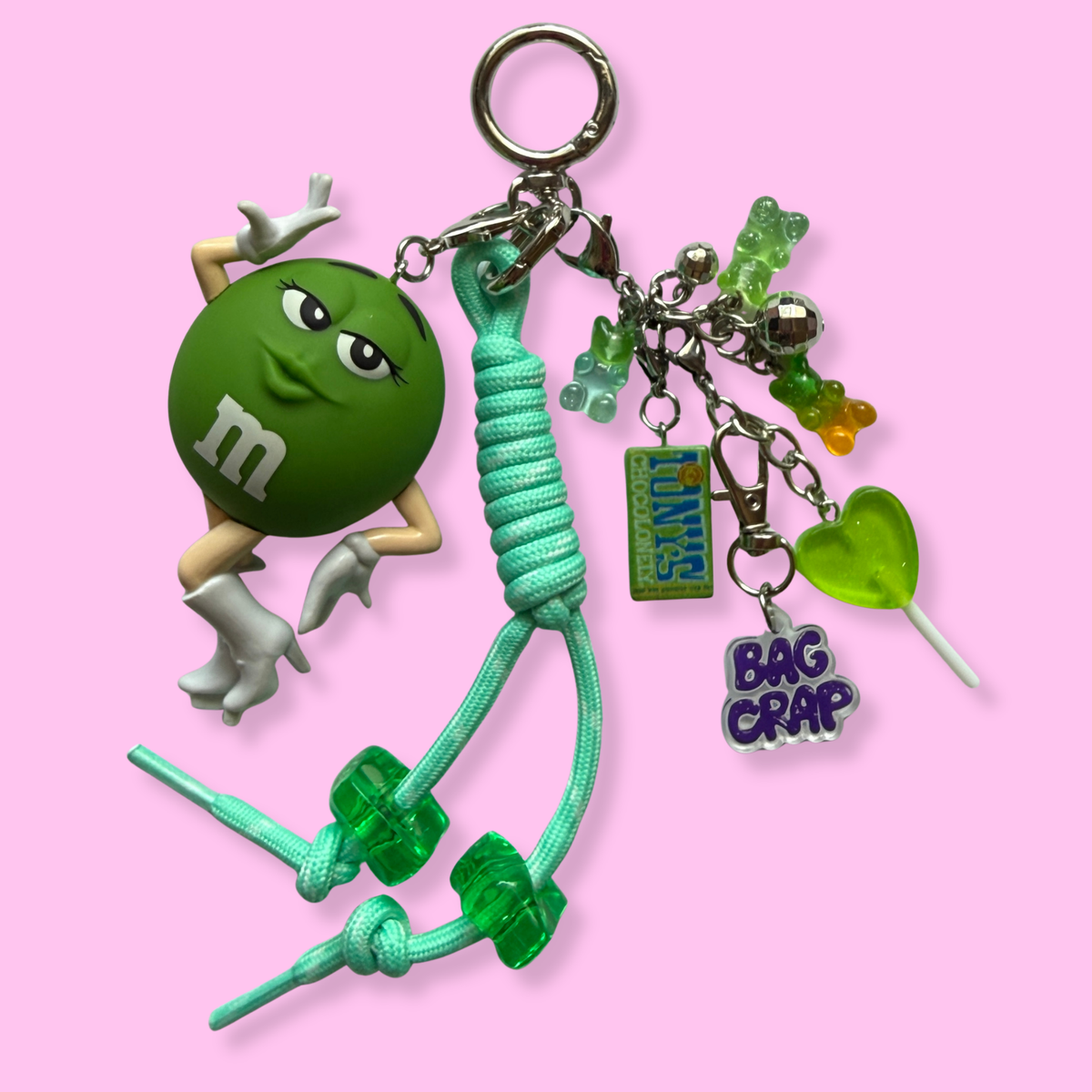1:1  Candy   Pack: Green M&M - vintage bag charm packs nostalgia vintage y2k vintage keychain vintage charms for bag nostalgia vintage keychains y2k collectible - Bag Crap