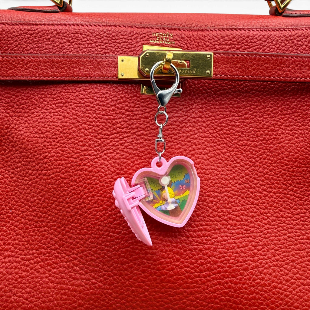 Vintage Polly Pocket Pink Heart Locket Bag Charm