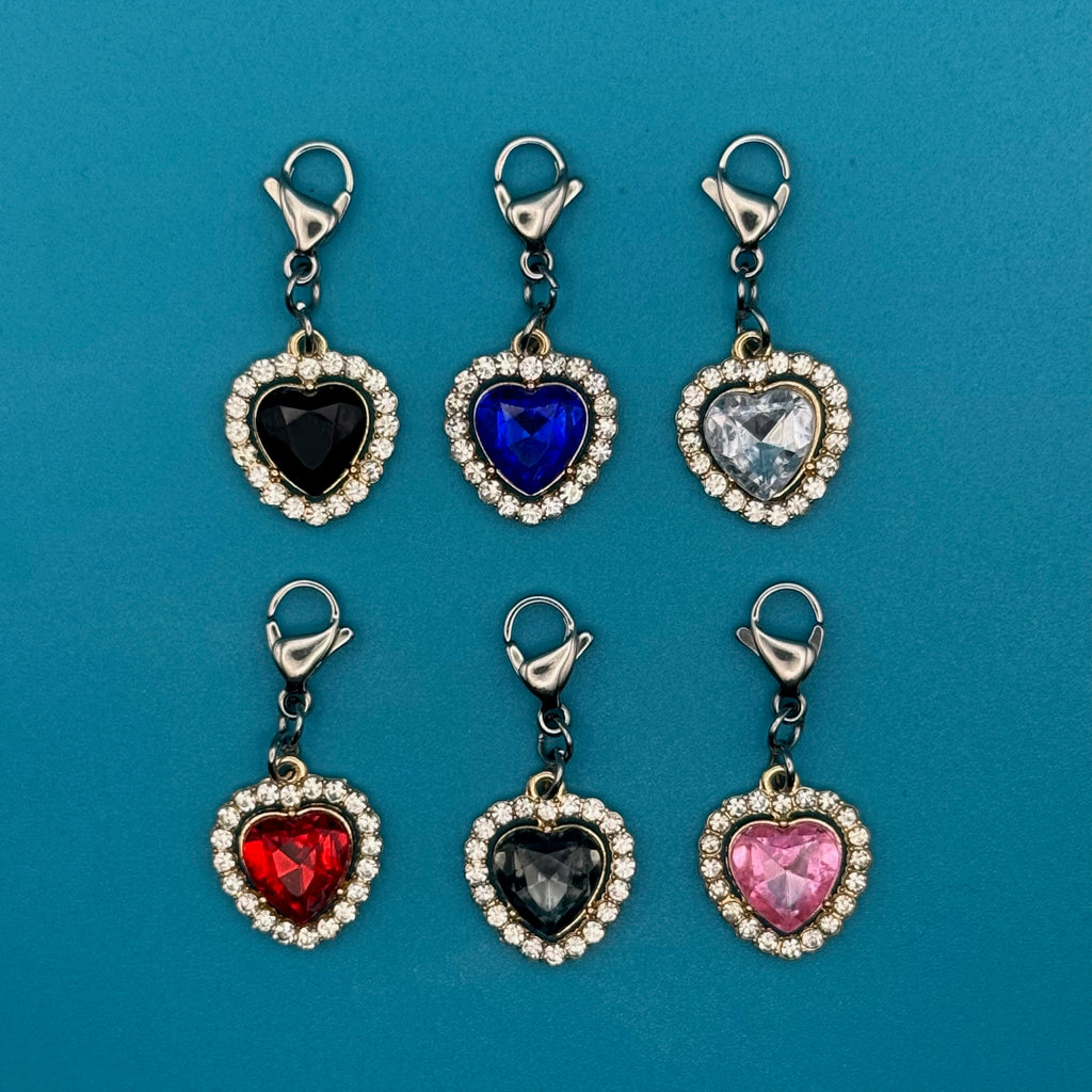 Mini Crystal Heart Trinket Charms: You Pick