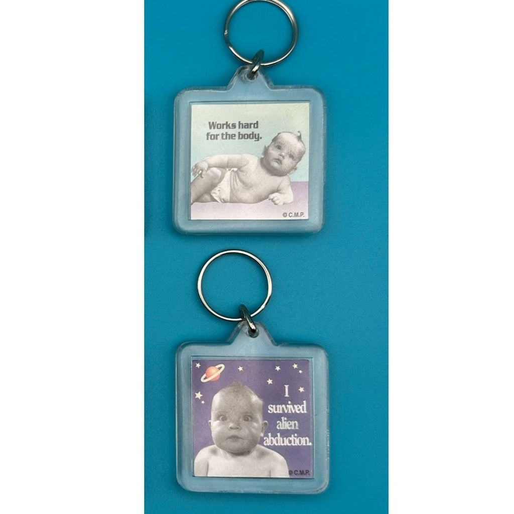 90's Comedy Sayings Baby Picture Vintage Keychains