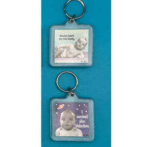 Bag Crap - 90's Comedy Sayings Baby Picture Vintage Keychains