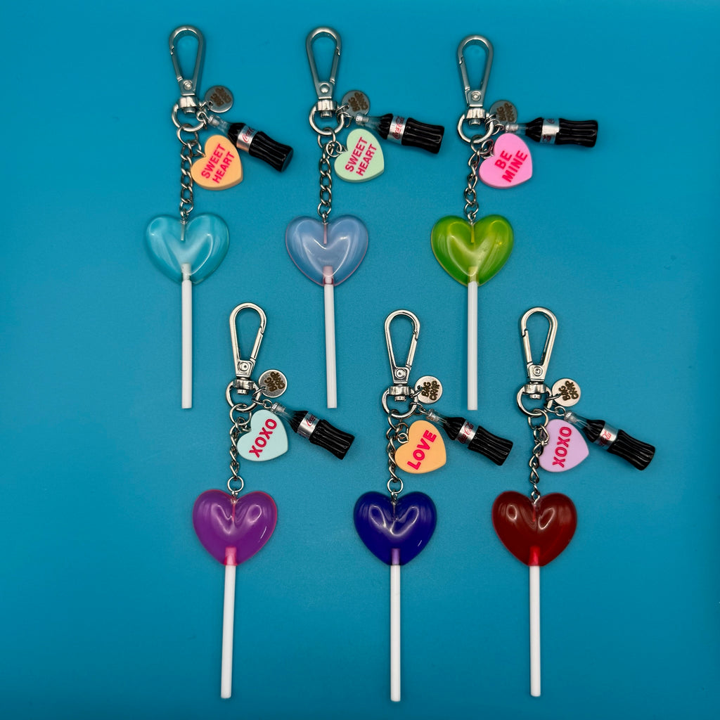 Galentine's Diet Coke Lollipop Silver Bag Charm