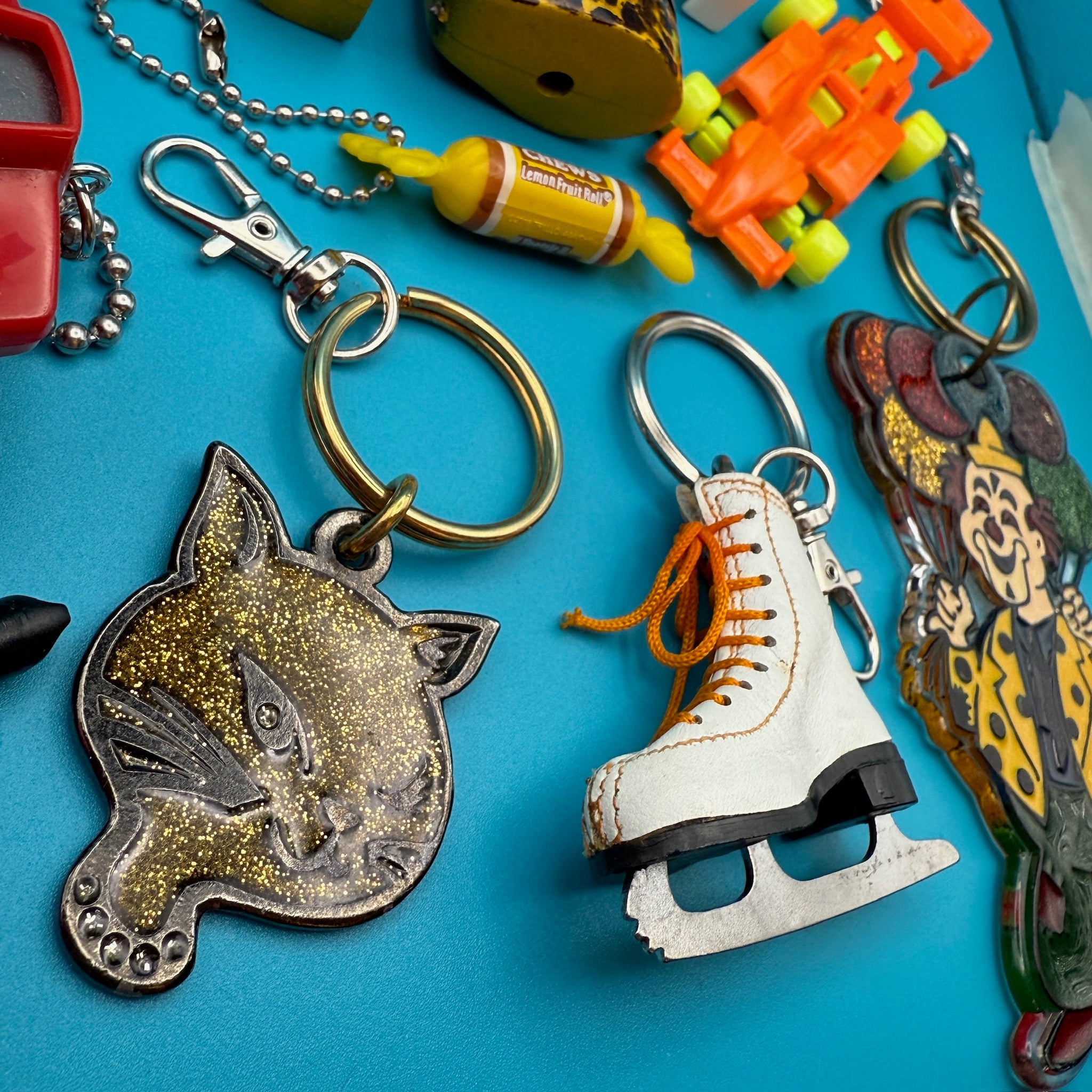 1980s- Nostalgic s &  s: Cars, Clowns, & Candy -  vintage keychain vintage charms for bag nostalgia vintage keychains y2k collectible - Bag Crap