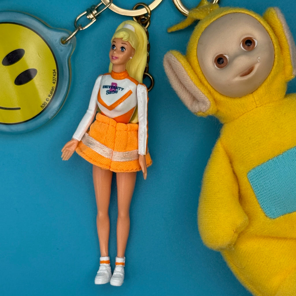 1:1 Vintage Y2K Yellow Teletubby Plush + Barbie Gold Bag Charm Pack