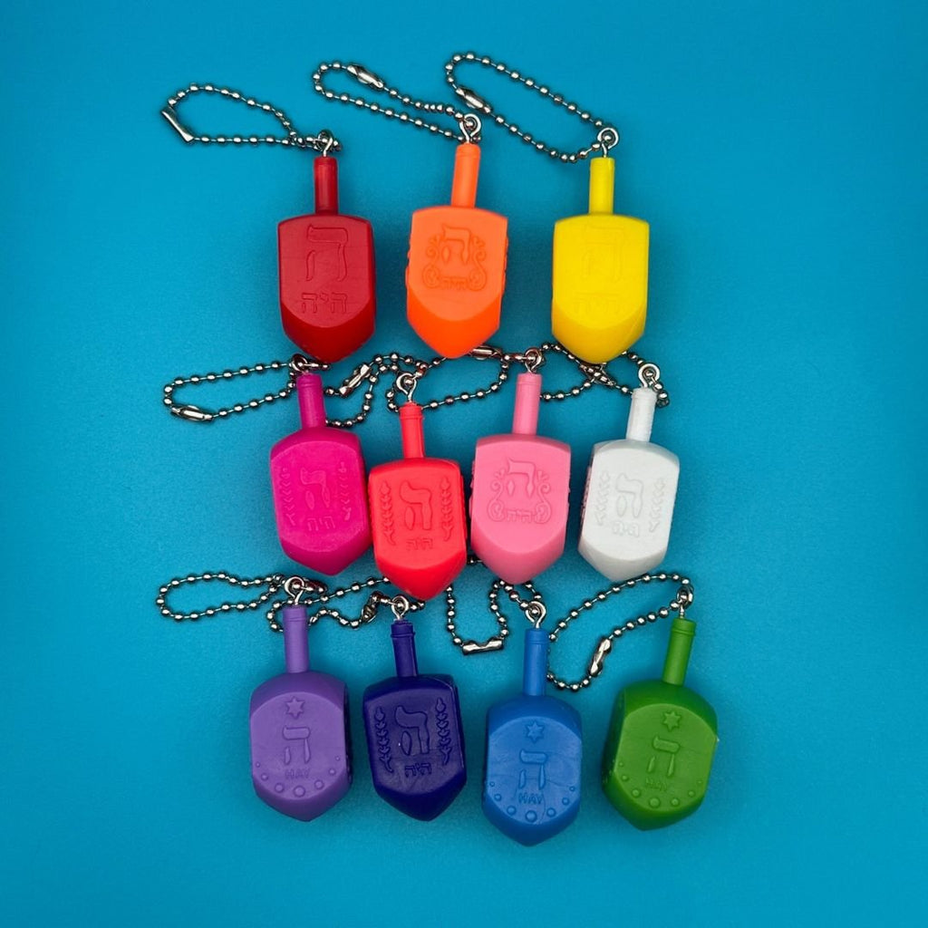 Vintage Rainbow Celluloid Dreidel Bag Charms: You Pick