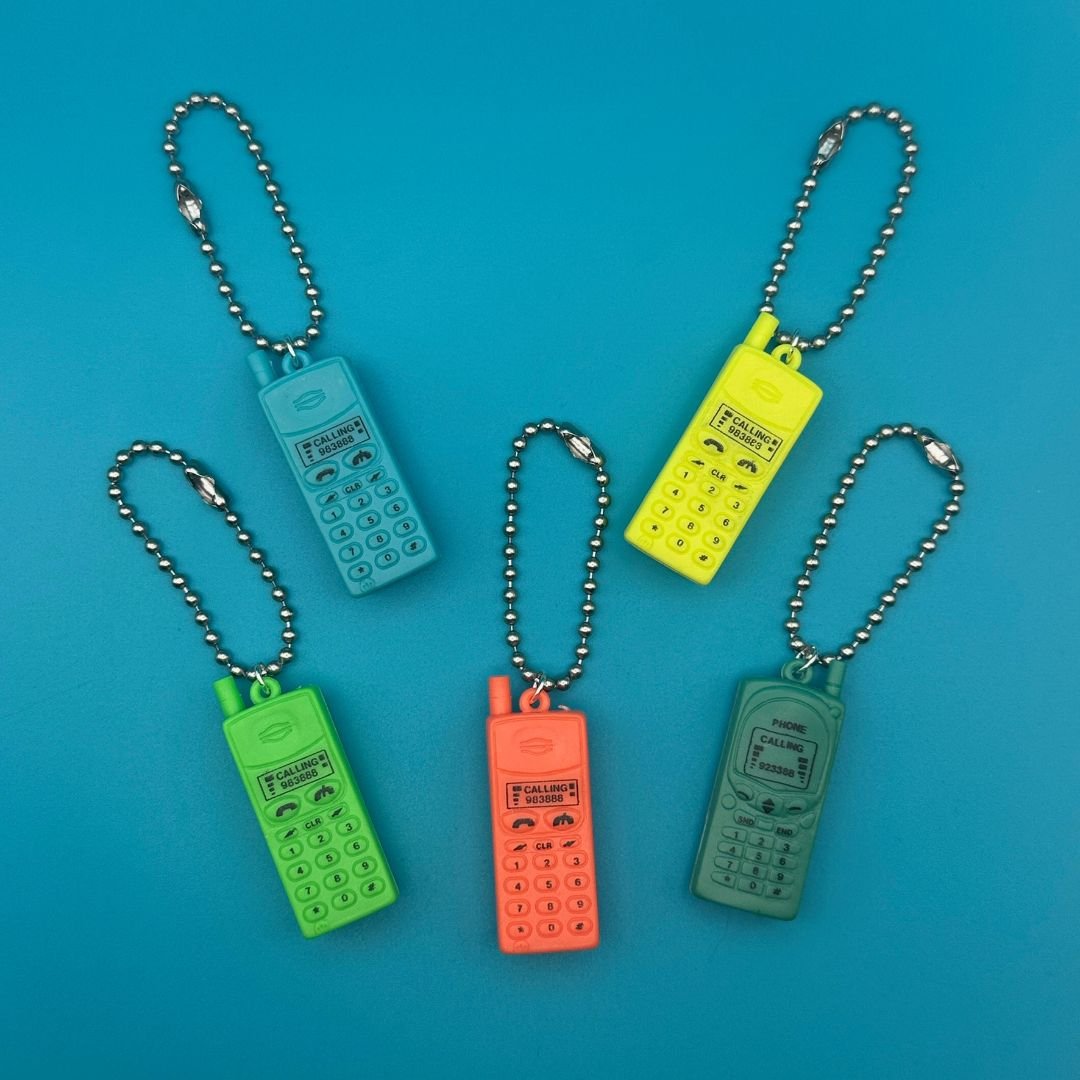 Retro Neon Plastic Mini Cell Phone -  vintage keychain vintage charms for bag nostalgia vintage keychains y2k collectible - Bag Crap