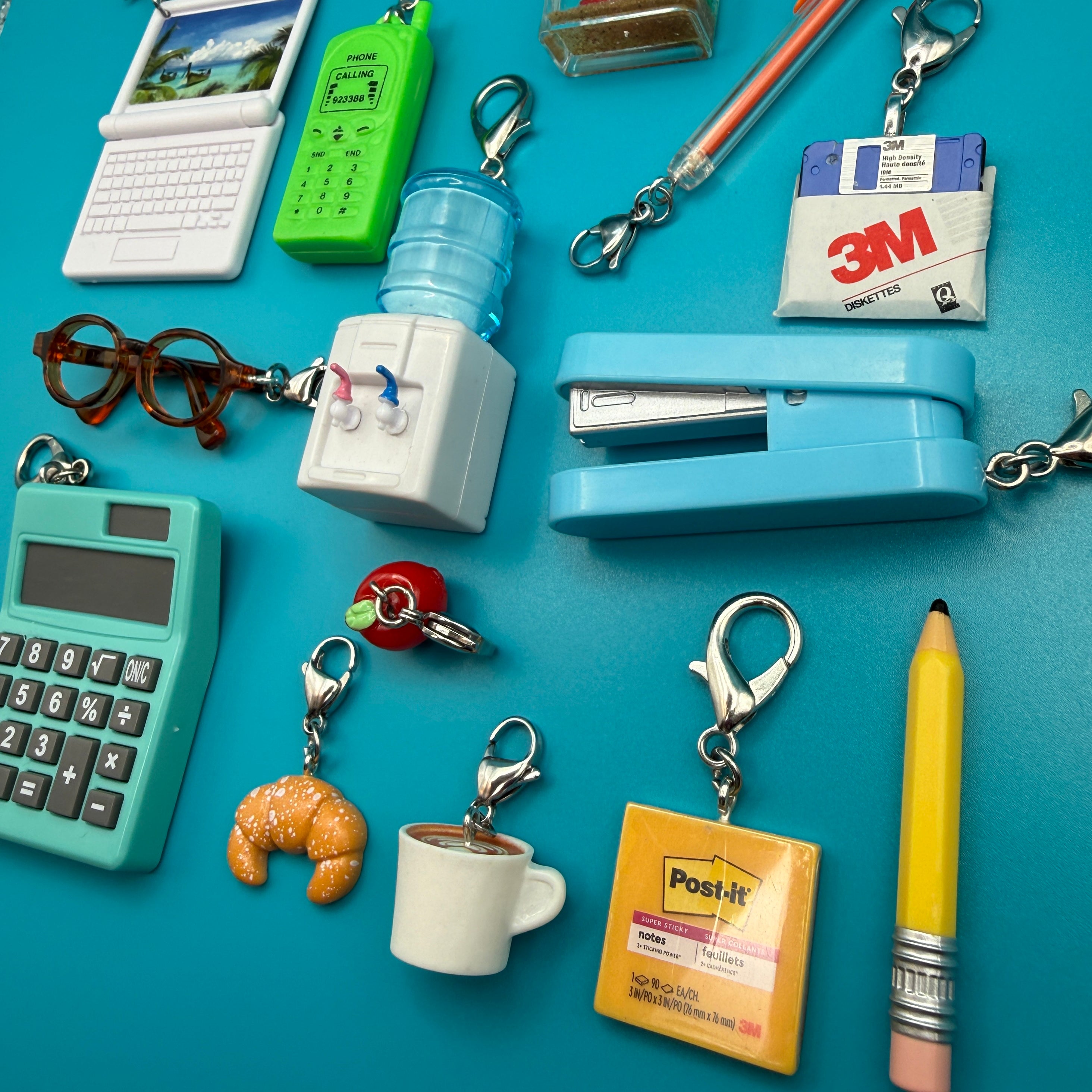 Office Supplies Mini   Pendants -  vintage keychain vintage charms for bag nostalgia vintage keychains y2k collectible - Bag Crap